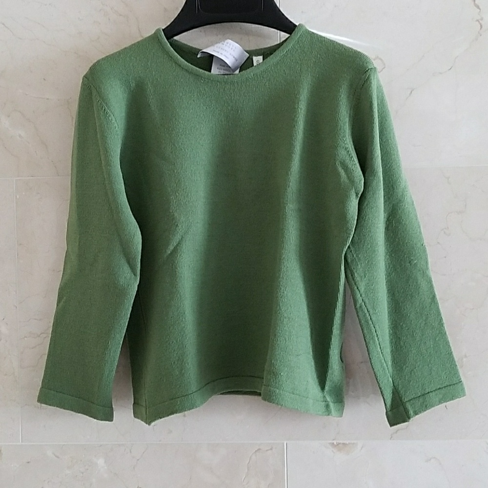 Girl's Italian Barneys New York Green Wool Top
